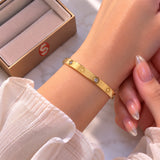 Imperial Clover & Bezel Crystal Gold Bangle Bracelet