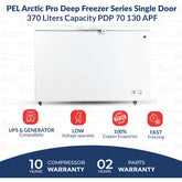 PEL 70-130 Arctic Pro Deep Freezer Series - Single Door - 370 Liters Capacity