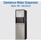 Dawlance Water Dispenser Model WD-1060 in silver color, featuring three water taps and a stainless steel tank.