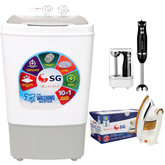 SG-1201 Single Tub Washing Machine - 12KG + Westpoint Deluxe Hand Blender WF-9814 + SG Deluxe Iron