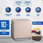 Haier Washing Machine | Model HWM- 120-AS | Capacity 12 KG Jumbo Size | Semi Automatic Washing Machine
