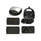 3 in 1 Sandwich Maker Non-Stick Cooking Plates Panini Press & Griddle Waffle Toastie Snack Toaster Breakfast Baking Machine
