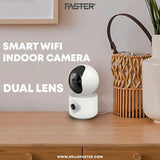 FASTER A40 SMART HD WIFI 4 MP CAMERA INDOOR & OUTDOOR SECURITY SURVEILLANCE DUAL LENS SCREEN 360° VIEW WITH MOTION DETECTION AUTO TRACKING, NIGHT VISION