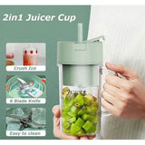 2in1 Rechargeable USB Juicer with Handling Cup and Direct Silicone Straw