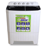 Kenwood KWM-231159 SAG Semi-Automatic Power Wash Washing Machine, white color with a green and black label, front view.