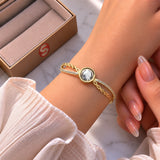 Sparkling Bezel-Set Zirconia Open Cuff Bracelet⭐ for Women – Elegant Designer-Inspired Wristwear