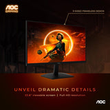 AOC 3-SIDED FRAMELESS GAMING LED 24" 24G15N (1ms (MPRT), 180Hz, VA Panel, FHD (1920x1080), 6 GAME Mode, Adaptive Sync, Low Input Lag, sRGB, HDR 10, Audio Output, Flicker free, (Adjustments: Swivel & Tilt), (Display port & HDMI Input) & Vesa Mount).