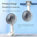 3in1 Rechargeable Clamp Clip 3 Speed Fan (Mobile Holder + Cabinet Clip + Desktop Base)
