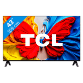 TCL television with colorful display and stand on a white background