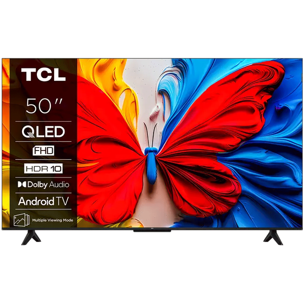 TCL QLED TV with butterfly design on screen