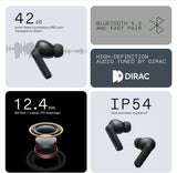 CMF Buds Wireless Bluetooth Earbuds, 42dB Noise Cancelling Earbuds, Dirac HD Audio, 35.5H Playtime, BT5.3, IP54 Waterproof, 4HD Mics Wireless Headphones for iPhone & Android (Dark Grey)