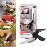 2 in 1 Clever Cutter Stainless Steel Scissor with Cutting Board Utility