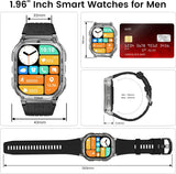 KOSPET Smart Watches for Men, 60-Day Battery Life, 50M Waterproof, Military(Full Metal), Answer/Make Call, Compatible for Android and iOS, 1.96'' AMOLED Always-on Display, AI Voice - Silver