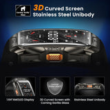 KOSPET Tank X2 Ultra GPS Smart Watch, 3D Curved Glass, Stainless Steel Unibody, 6 Satellite Positioning, Compass, 50M Waterproof, Answer/Make Call, 1.64" AMOLED Screen - Black