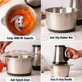 Professional Stainless Steel Electric Meat Grinder Kitchen ELectric Food Chopper Vegetable Cutter Food Processor Mincer Fruit Nuts Slicer With 3L Bowl