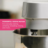 KENWOOD Stand Mixer Kitchen Machine HOMEBAKE 1400W with 5.0L Stainless Steel Bowl, K-Beater, Whisk, Dough Hook, KHH01.000SI Silver