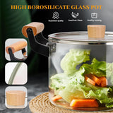 4.5L Clear Glass Pot for Cooking on Stove, Big Glass Cooking Pot with Wooden Handle, Large Glass Simmer Pot for Stove Potpourri, Glass Frying Pot with Clear Lid for Boiling Pot (Copy)