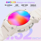 KOSPET Tank S2 Smart Watch for Men Women GPS, 5ATM Waterproof, Pressure/Altitude/Compass, 1.32" AMOLED Display Fitness Tracker(Answer/Make Call), AI Voice Assistant, 24H Sleep/Hear Rate Monitor - White