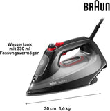Braun TexStyle 9 Steam Iron SI 9281BK - Iron with Freeglide 3D Soleplate, Vertical Steam, 3100 Watt, Black
