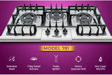 Hanco Regular Hob Stainless Steel Body Model 781 3 Burner, 800 mm, Steel, Heavy Grill, Sabaf Burner, -AAA.