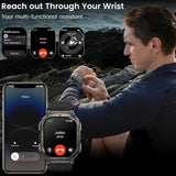 KOSPET Tank M3 Ultra Smart Watch with GPS, 50M Waterproof, Compass, Altitude, Air Pressure, 480mAh Extra Large Battery, Full Stainless Steel, Bluetooth Call, 1.96'' AMOLED Always-on Display, AI Voice - Black