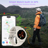 KOSPET Tank S2 Smart Watch for Men Women GPS, 5ATM Waterproof, Pressure/Altitude/Compass, 1.32" AMOLED Display Fitness Tracker(Answer/Make Call), AI Voice Assistant, 24H Sleep/Hear Rate Monitor - White