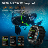 KOSPET Tank X2 Ultra GPS Smart Watch, 3D Curved Glass, Stainless Steel Unibody, 6 Satellite Positioning, Compass, 50M Waterproof, Answer/Make Call, 1.64" AMOLED Screen - Black