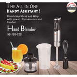 National Gold (NG) - Hand Blender - 1000W - DC Motor - 600ML Measuring Cup & 400 ML Chopper - NG-786-820