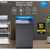 Haier HWM 85-1269 8.5 kg-Fully Automatic-Top Loading Washing Machine-Pillow Drum-Quick Wash-Dual Lint Filters