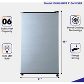 Dawlance Refrigerator 9106 6 Cubic Feet White and Silver & Black