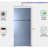 Dawlance 9140 Chrome Pro Inverter Double Door Refrigerator 8 Cubic Feet