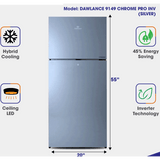 Dawlance 9149WB Chrome Pro Inverter Double Door Refrigerator Silver 9 Cubic Feet