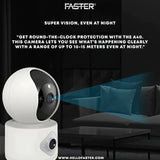 FASTER A40 SMART HD WIFI 4 MP CAMERA INDOOR & OUTDOOR SECURITY SURVEILLANCE DUAL LENS SCREEN 360° VIEW WITH MOTION DETECTION AUTO TRACKING, NIGHT VISION