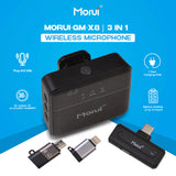 Morui 3 In 1 Mic (GM-X8) Wireless Microphone 3 In 1 (Compatible With I Phone, Type C & V8)
