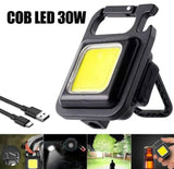COB Rechargeable Keychain Flashlight 3 Light Modes Portable Pocket Light with Folding Bracket Bottle Opener and Magnet Base Type c charging