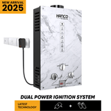 Hanco dual power ignition system with marble pattern on a white background