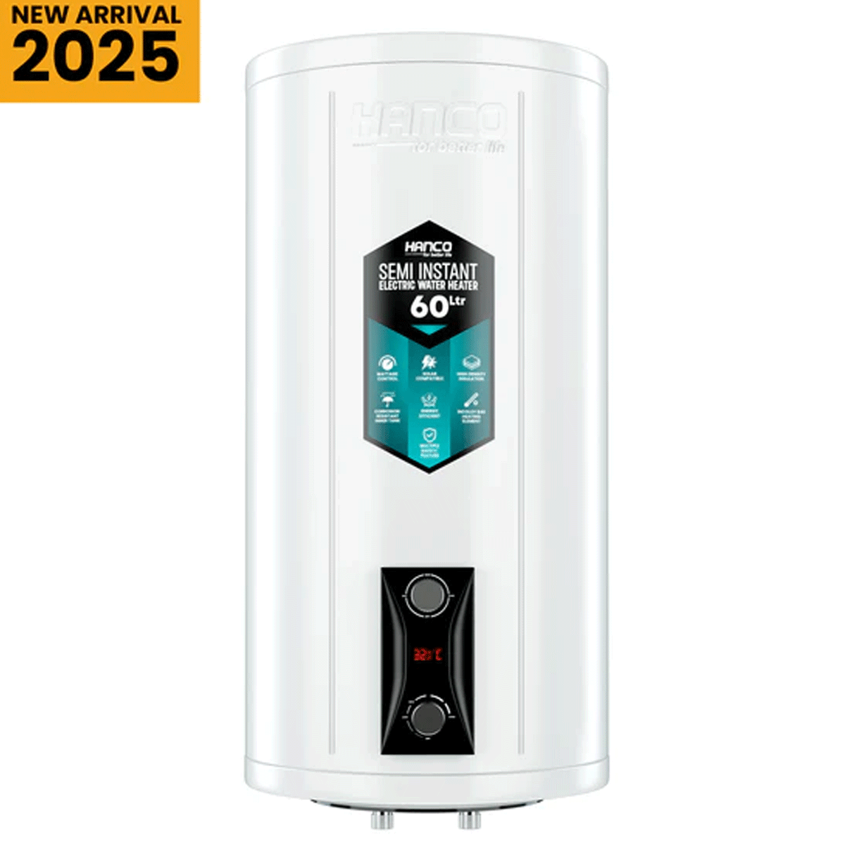 Hanco Semi Instant Electric Water Heater Solar Compatible - 60 Liters Body Size - Smart Electric Geyser