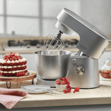 KENWOOD Stand Mixer Kitchen Machine HOMEBAKE 1400W with 5.0L Stainless Steel Bowl, K-Beater, Whisk, Dough Hook, KHH01.000SI Silver