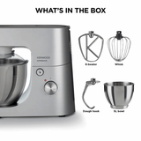 KENWOOD Stand Mixer Kitchen Machine HOMEBAKE 1400W with 5.0L Stainless Steel Bowl, K-Beater, Whisk, Dough Hook, KHH01.000SI Silver