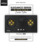 HANCO Model 305 - Elegance Series - Burnova Brass Burners - Auto Ignition Stove - Black Gold | Limited Edition