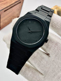 Aura Watch- Black Analog Watch for Men Boys - Stainless Steel Chain