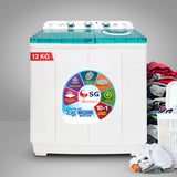 SG 1202 Twin Tub Washer & Dryer Machine Crystal Lid - 12 KG