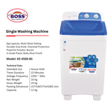 Boss Single Washing Machine K.E 4500-BS 12Kg