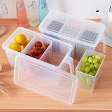 Space Saving 3 section plastic food storage container with lid