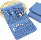 16 pcs High Quality stainless steel color Coated Manicure Pedicure Set Professional Nail Clipper Kit in Leather case