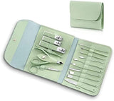 16 pcs High Quality stainless steel color Coated Manicure Pedicure Set Professional Nail Clipper Kit in Leather case