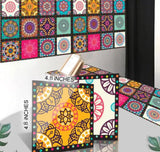 Tile Stickers Pack of 12 Pieces for Home Décor Self Adhesive Peel Off Easy Clean Beautiful Wall Size 5 by 4 Inches