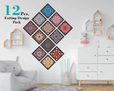 Tile Stickers Pack of 12 Pieces for Home Décor Self Adhesive Peel Off Easy Clean Beautiful Wall Size 5 by 4 Inches