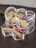 Double Heart Shape 3 Portions Drawer Acrylic Jewelry Organizer