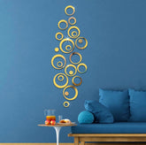 Set of 24pcs 3D Acrylic Round Rings Golden Self Adhesive Mirrors